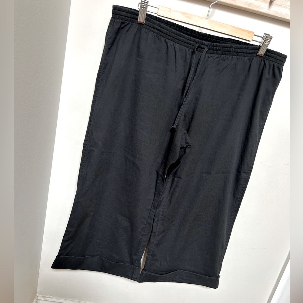 VINCE cotton drawstring loose fit capris